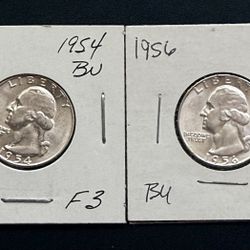 Two Brilliant Uncirculated Silver Washington Quarters