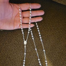 925 Italy Sterling Silver Diamond Cut Beads Virgin Mary Rosary Necklace Size Large 28" for Men Women Rosario Plata 925 Virgen De Guadalupe 28" Unisex