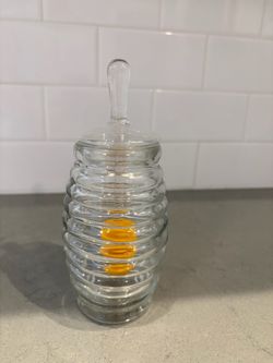 Glass honey pot