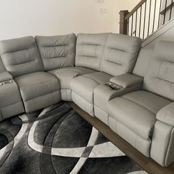 Gray Leather Recliner Section