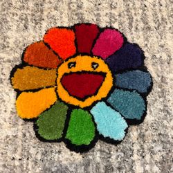 Handmade Multi-Color Smiling Flower Tufting Rug
