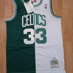 Larry Bird Boston Celtics Green White Split Jersey 