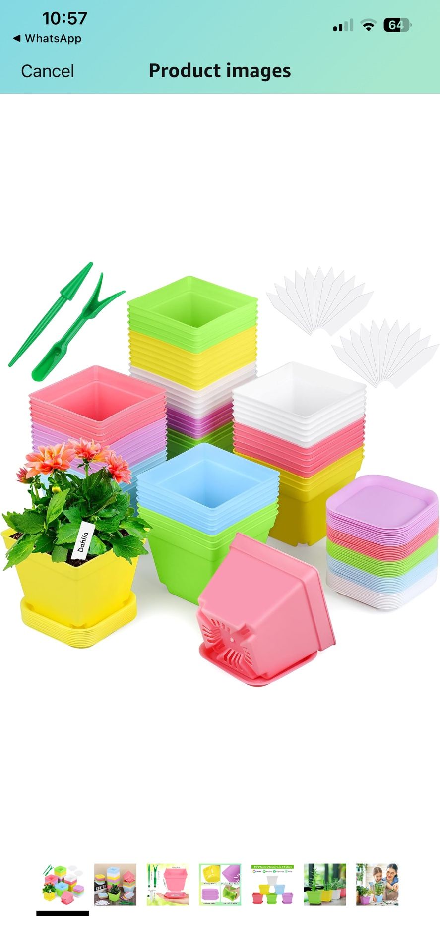 60 Pack 4 Inch Flower Seedling Nursery Pots with Pallet Colorful Square Flower Plant Pots Mini Plastic Planters Seed Starting Pots with Labels and Too