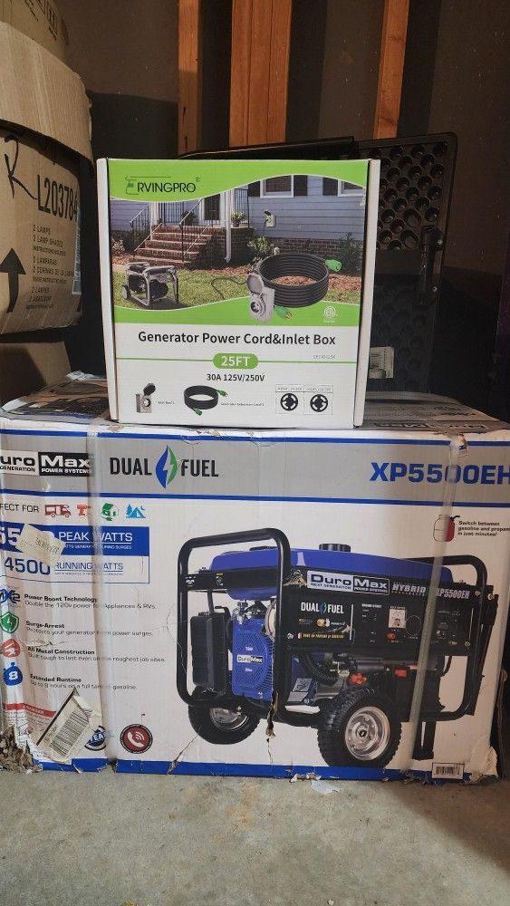 DuroMax XP5500EH 5,500-Watt Dual Fuel Portable Generator and Power Cord