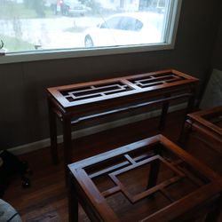 Long Wall Table Two End Tables And Coffee Table 
