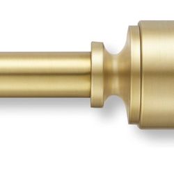 NEW! MODE Premium Collection Single Curtain Rod Set with Mod Doorknob Finials - 72 to 144 in, Gold