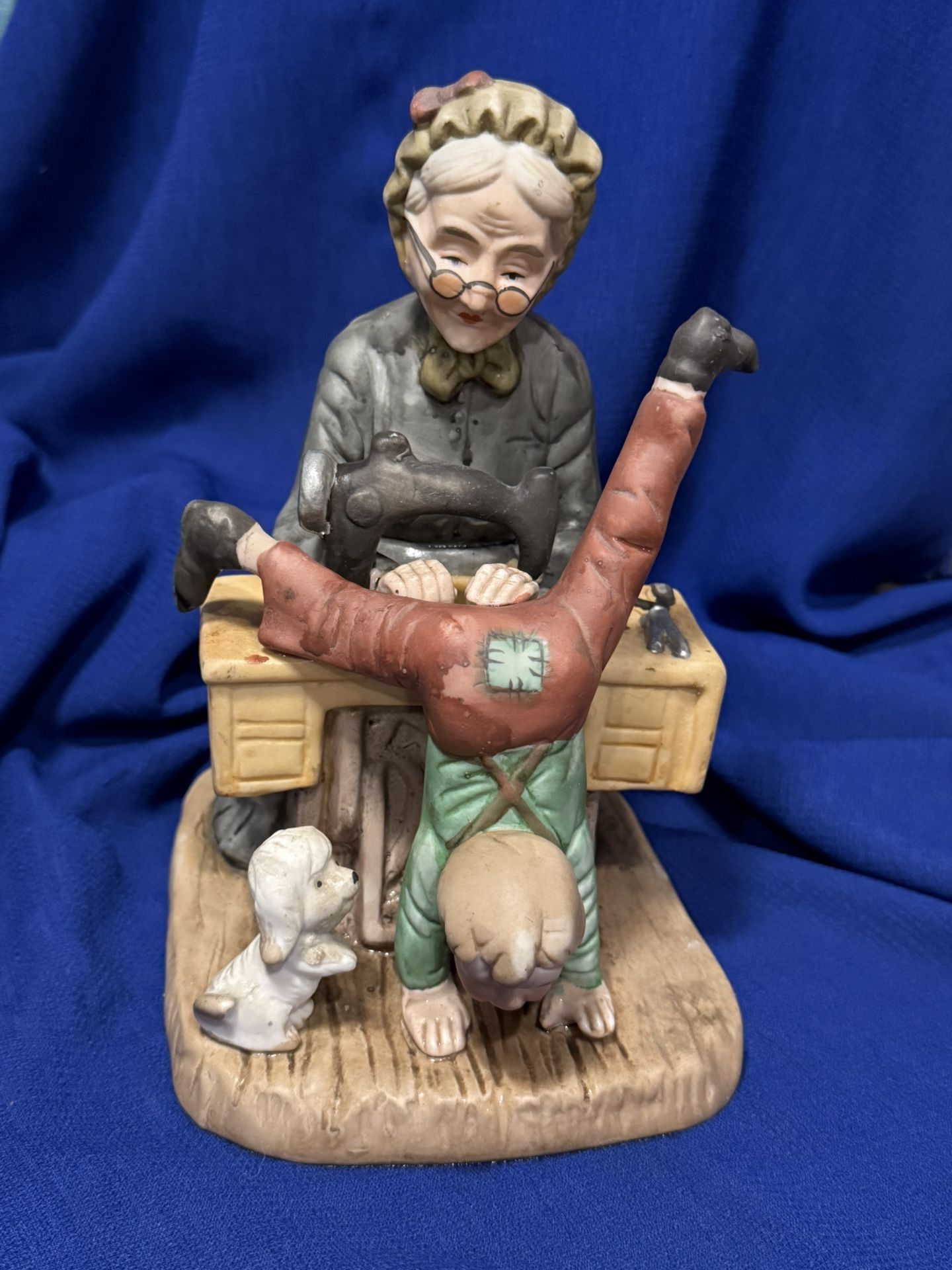 Vintage ‘Capodimonte Like’ Grandma Sewing Grandson’s Pants Figurine
