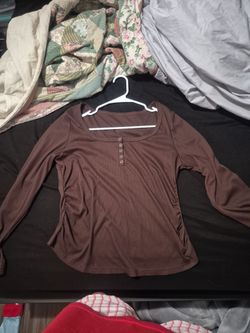 Brown large long sleeve shirr