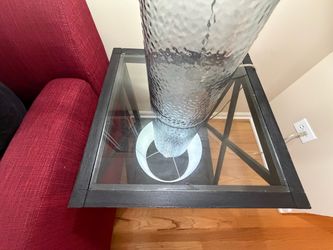 4 Metal and Glass End Tables, black and brown, side tables, wood and glass, price for wooden and metal is $25 each and glass and wooden is $35 each