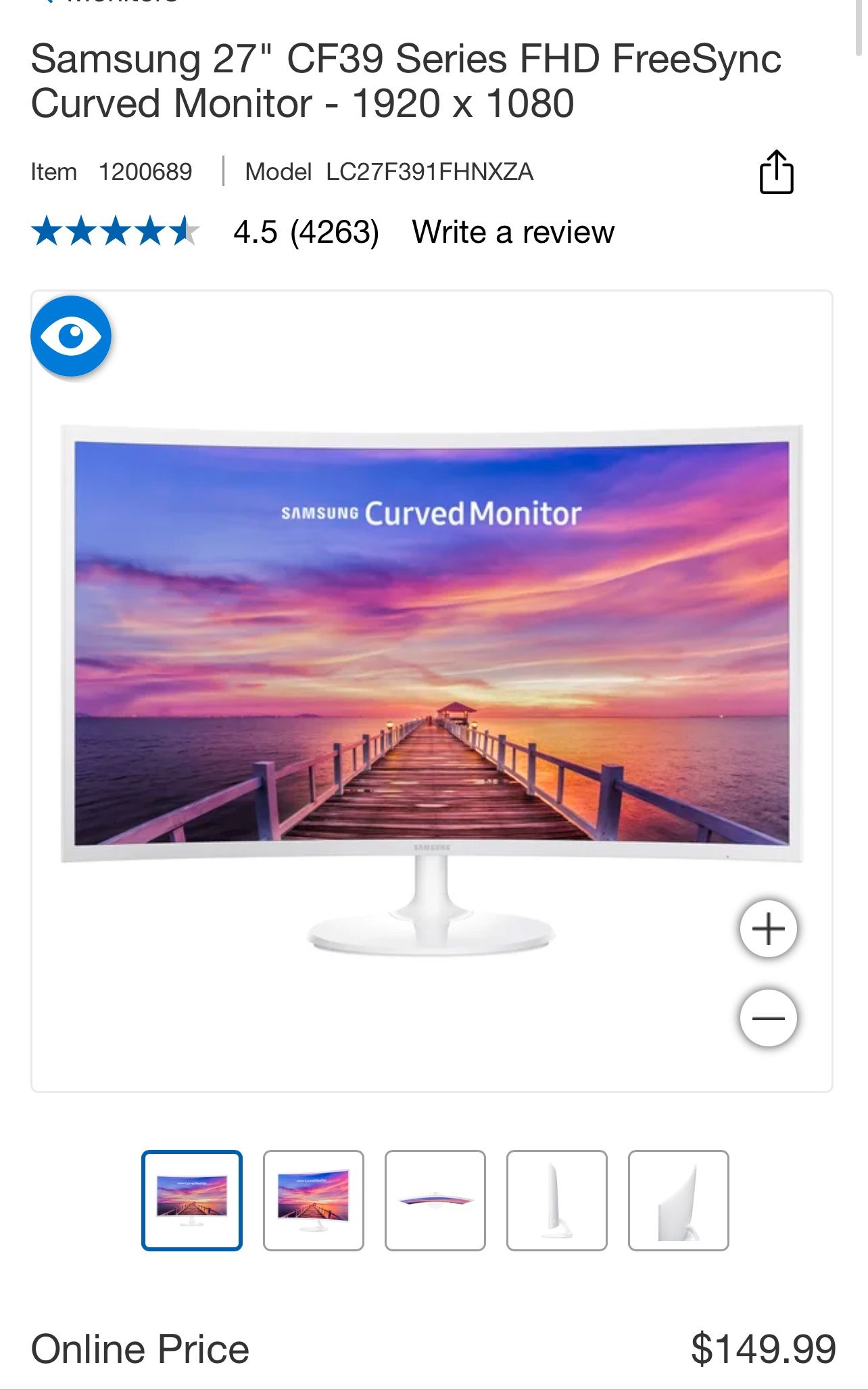 Samsung 27” Monitor 1920x1080(desk Arm Mount Included Free!)