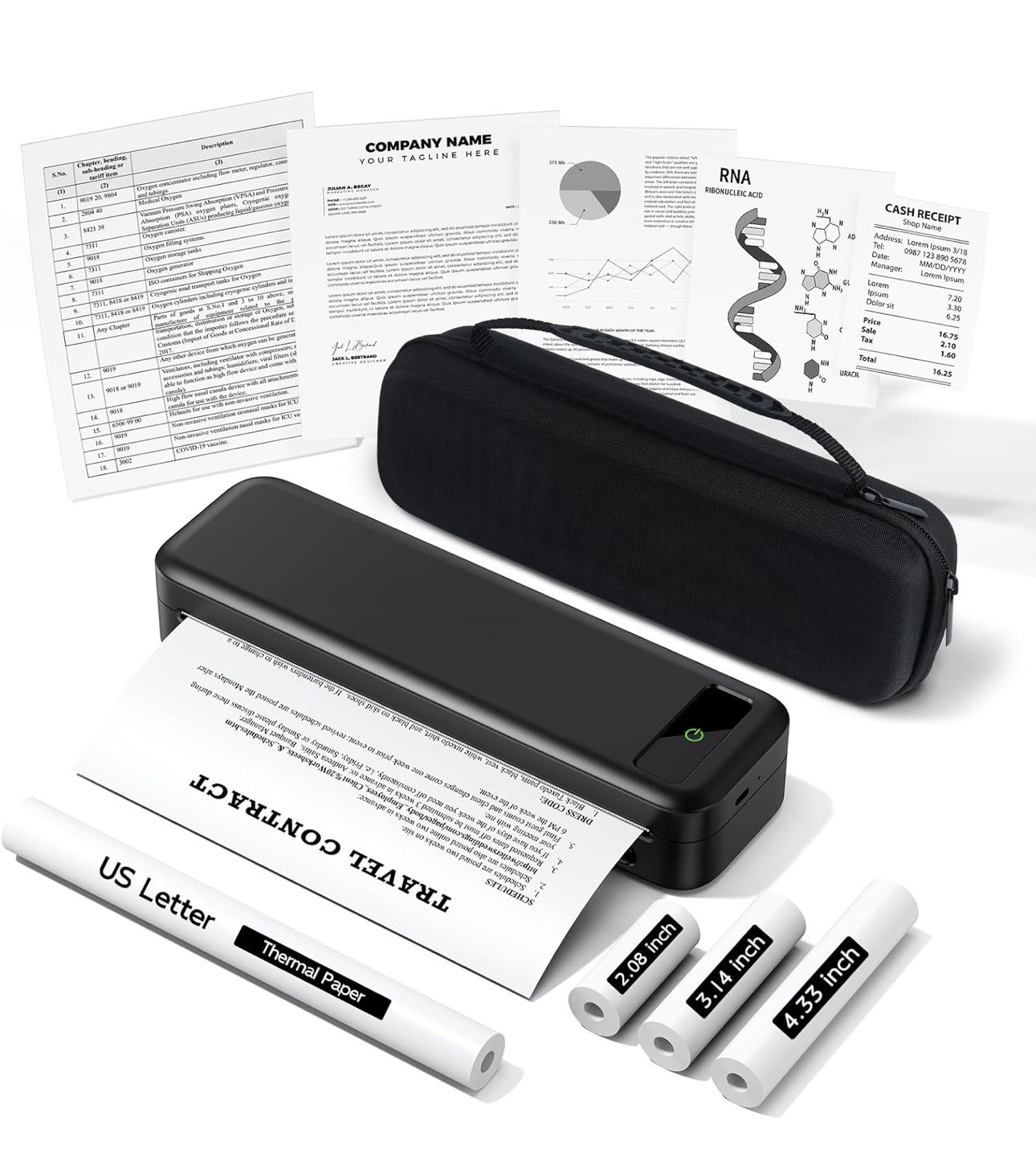 Brand new Portable Printers Wireless for Travel, Bluetooth Inkless Thermal Printer, Support 8.5" X 1