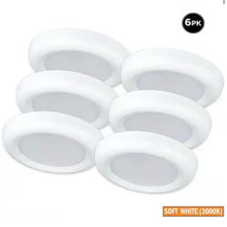 Commercial Electric 6-Pack 6 in. LED Surface Mount Downlight Flush Mount Disk Light Fixture, 1000 Lumens, 3000K Soft White, 10-Watt @A7-066