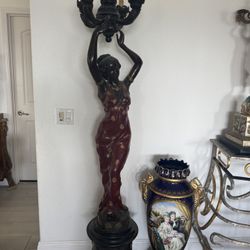 Bronze Woman Life-Size Candelabra 