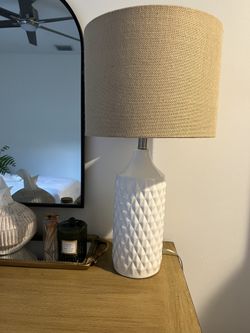 White Lamp With Shade Modern Organic Coastal Decor 