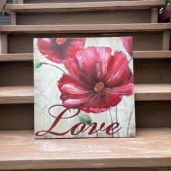 “Love” Wrapped Canvas Wall Art 18” x 18” - Excellent Condition