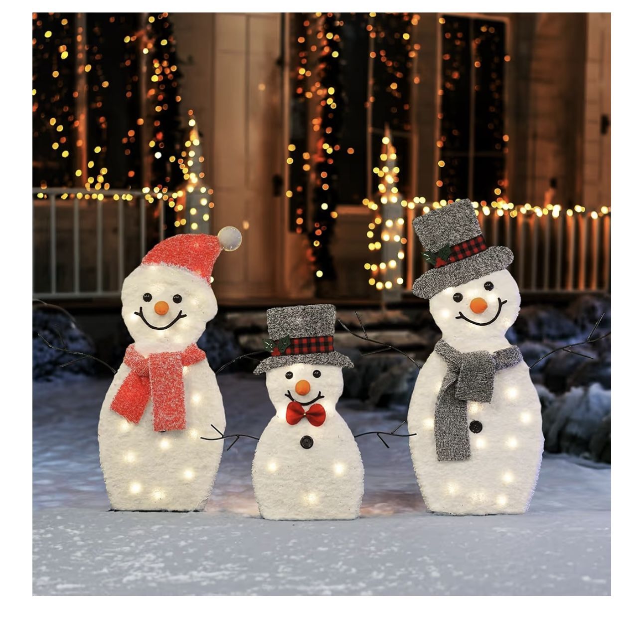 3-Piece Light Up 2D Snowman Family