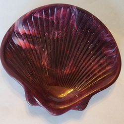 Vtg 80s Hard Plastic Marbled Burgundy Bathroom Décor-Soap Dish