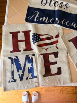 New Patriotic / All American Pillow  Covers x4