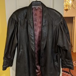 Women's Black Italy Leather, Leather Jacket, In Size 40
