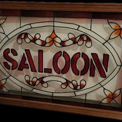 Antique Saloon Sign Stained Glass Framed Tavern Bar Brewery Speakeasy Pub VTG