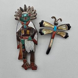 Pair of Zuni gemstone figures