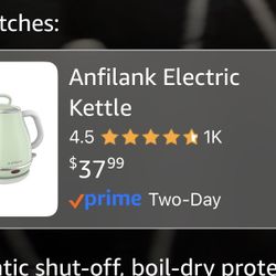 Gooseneck Electric Kettle 1L 1500W, Fast Boil Stainless Steel Pour Over Kettle for Coffee & Tea, 