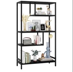 Black Metal 4-Tier Open Bookshelf