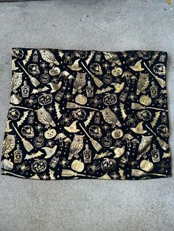 Black & Gold Halloween Throw Pillow Cover Spooky Witch Skull Pumpkin Decor