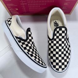 Vans Classic Slip-On Black & White Checkerboard Skate Shoe Sneakers Women Size 8
