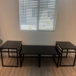 Black glass living room set 