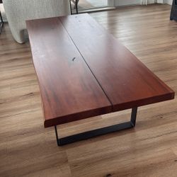 Dark Brown Wooden Rectangular Coffee Table 55x24 Inches