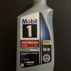 Mobil 1 High Mileage Full Synthetic Engine Oil 5W-30 1 Quart
