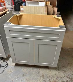 Gray Shaker Base Cabinet with Double Doors