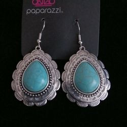 Blue and Silver Stone Drop Earrings