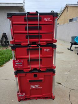 Milwaukee Packout Drawer Stack; Rolling Drawer ToolBox, 2-Drawer ToolBox, 3-Drawer ToolBox