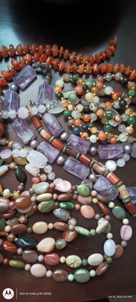 Lot Of 6 Vintage Stone Necklaces