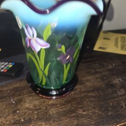 FENTON Art Glass Floral Vase 