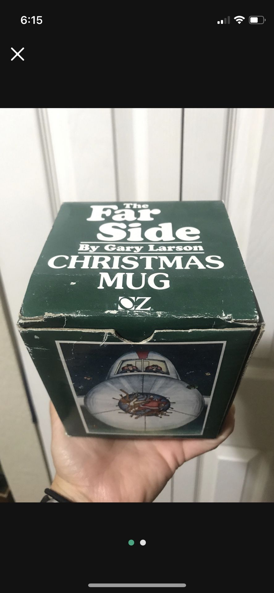 RARE R1998 The Far Side Christmas mug: Santa vs. Airplane   