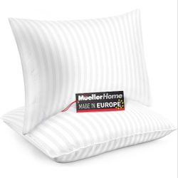 New Set Of Two Gel Infused Bed Pillows Made In Europe