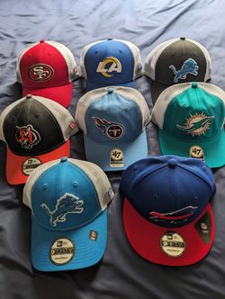 NFL Hats. Rams Lions Dolphins Bengals Bills