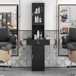 Salon Station for Hair Stylist, Hair Styling Organizer Equipment with Glass Door, Too...