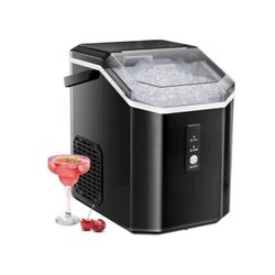 COWSAR 8.66 in. 33 lbs. Portable Countertop Nugget/Pebble Ice Maker in Black