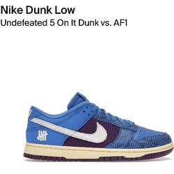Nike Dunk Low Undefeated 5 On It Dunk vs. AF1 Size 9