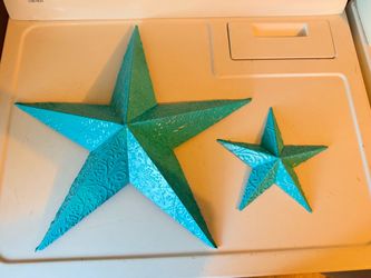 Pair of fancy metal barn stars