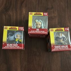 Tamaki, Nejire, and Eri from my hero academia mini collectibles
