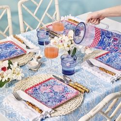 NIB Lilly Pulitzer Melamine Plates Set of 8 Resort White Sway With Me