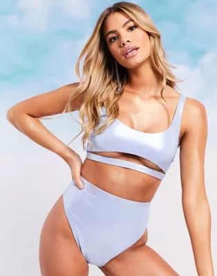 ASOS Metallic Blue Bikini Set