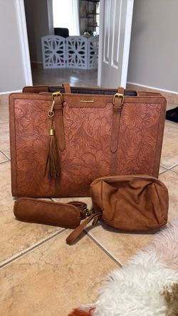 LOVEVOOK Laptop Bag for Women Vintage Leather Work Tote 15.6
