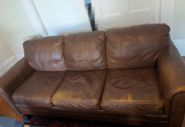 Brown Leather 3-Seat Sofa