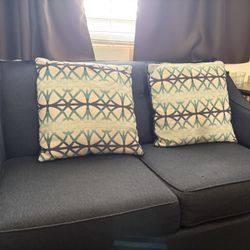 Navy blue Love Seat With Pillows 
